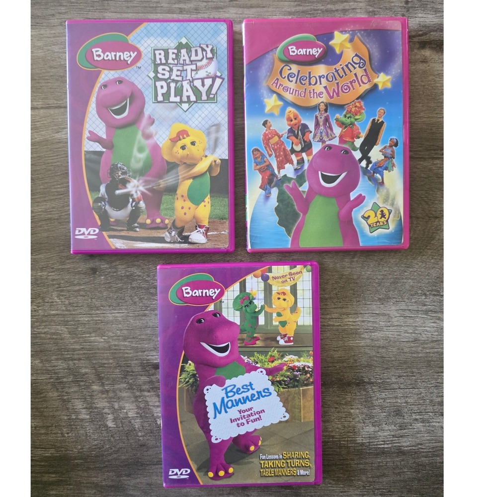 Barney DVD Lot 3 Best Manners Celebrating Around the World Ready Set Play Kids